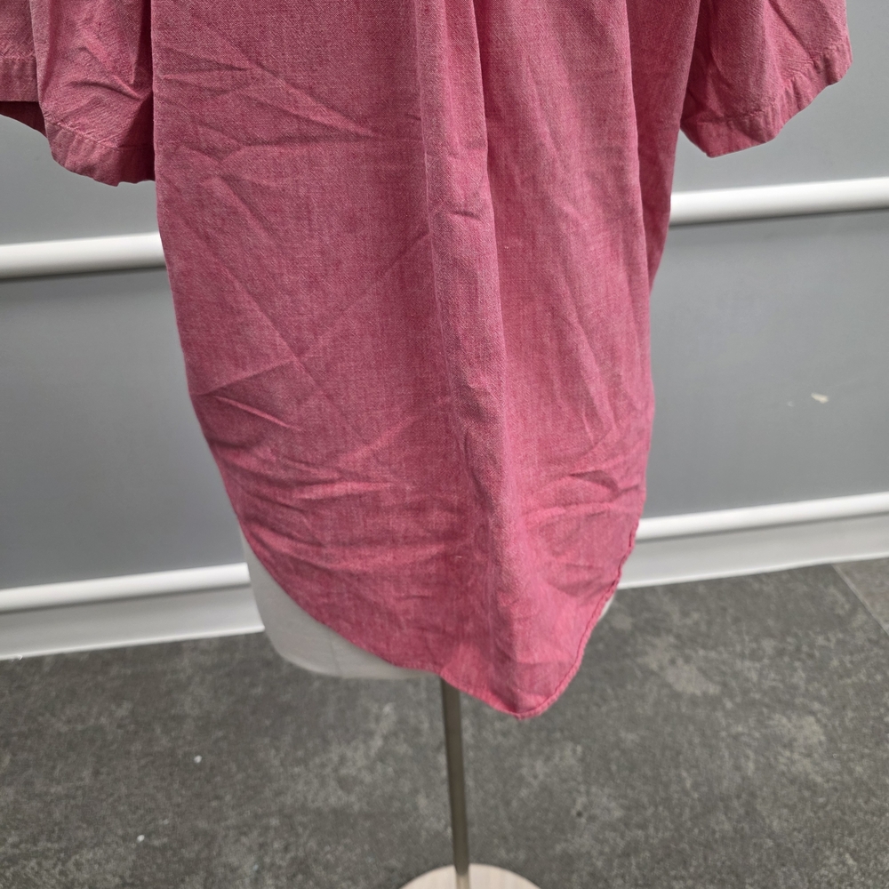 Men's Pink Button-Up Short Sleeve  Shirt - Picture 8 of 9